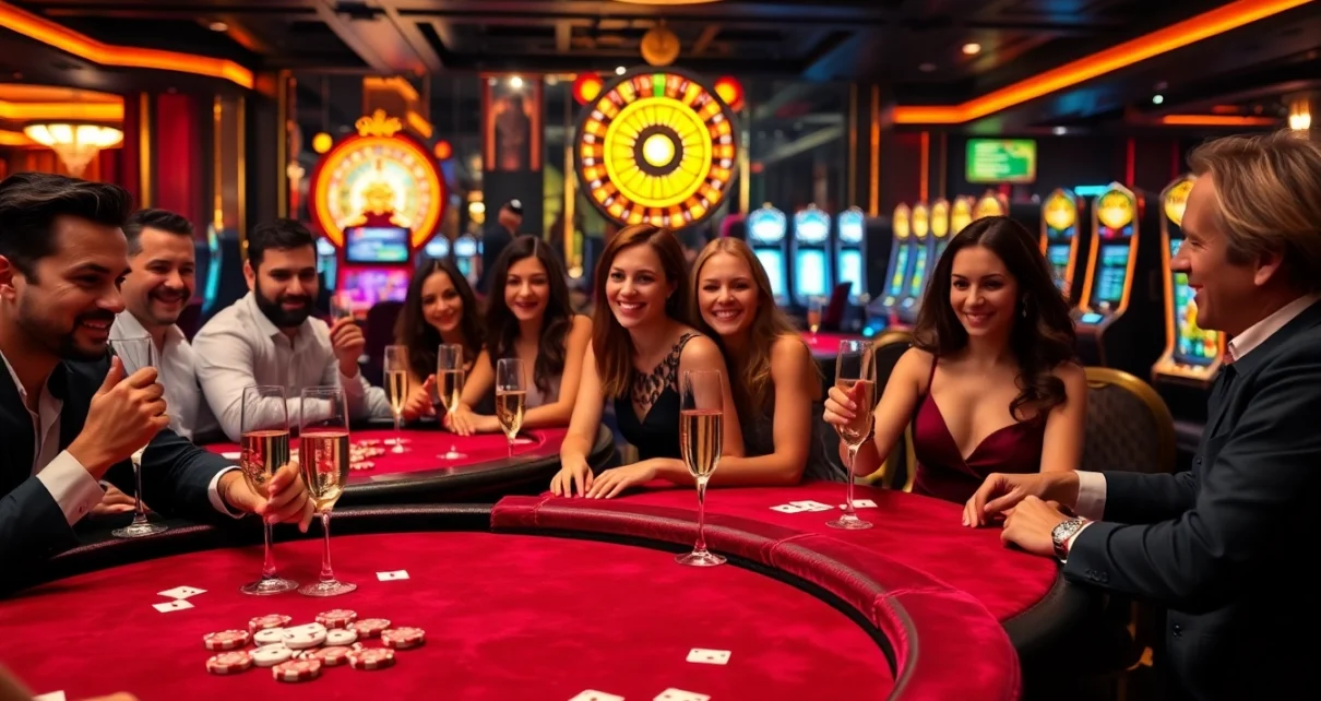 Thrilling players engaging at thabet's luxurious casino table, embodying excitement and professionalism.