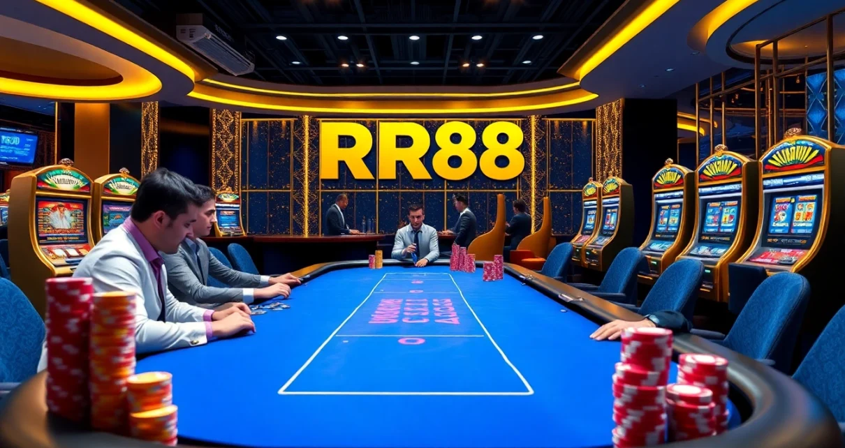 Engaged players at the RR88 online casino table game, showcasing excitement and strategy.