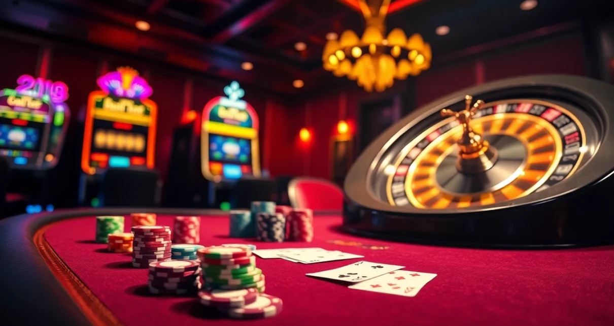Experience the thrill of birutoto with players at a high-stakes poker table in a luxurious casino.