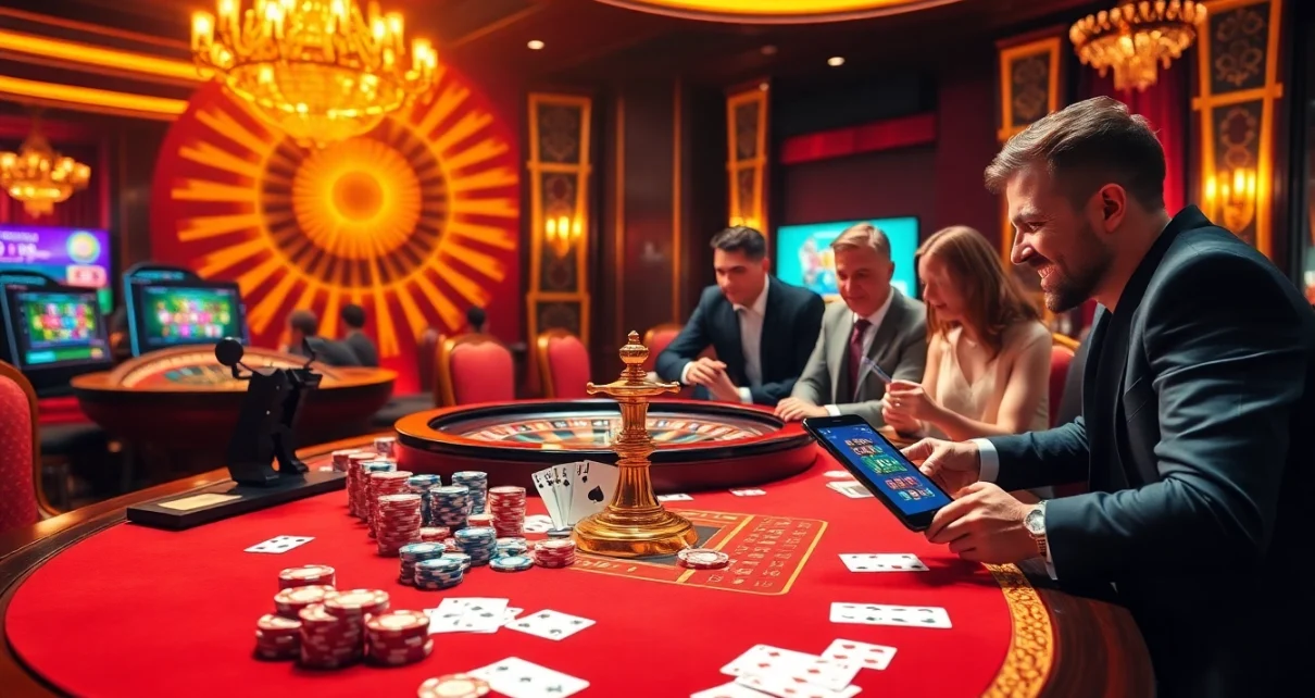 C168 game experience with vibrant casino elements, showcasing poker chips and digital interfaces.