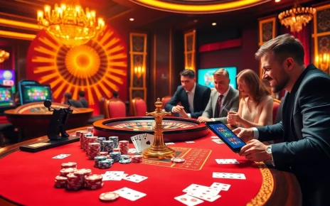 C168 game experience with vibrant casino elements, showcasing poker chips and digital interfaces.