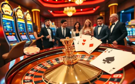 Engage with vibrant casino action, emphasizing 32 win strategies amidst lush gaming visuals.