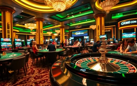Experience high-stakes excitement at GK88 COM with vibrant casino gaming tables and players.