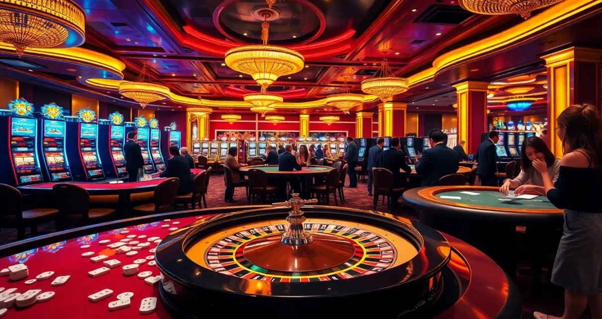 Experience high-stakes gaming with MM88, featuring vibrant casino tables and exciting players.