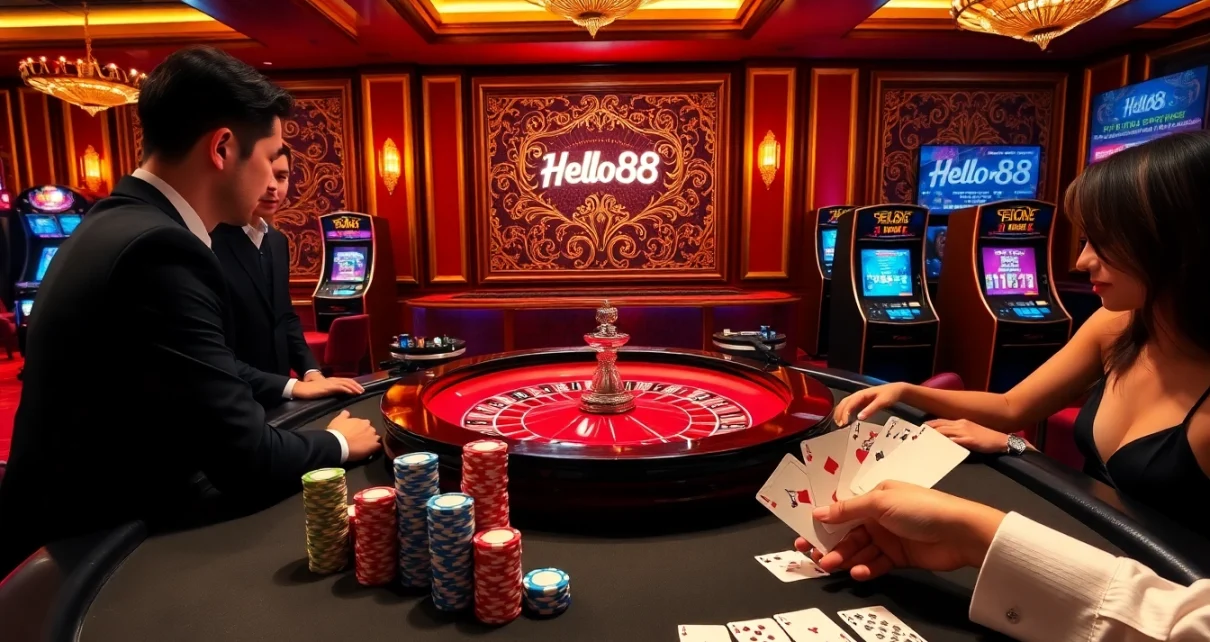 Experience the excitement of winning with Hello88 at a luxurious casino roulette table.