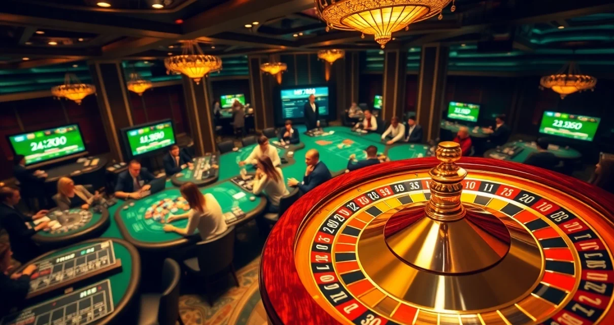 Experience the excitement of mg188 with players at an elegant roulette table, vibrant chips, and thrilling betting action.