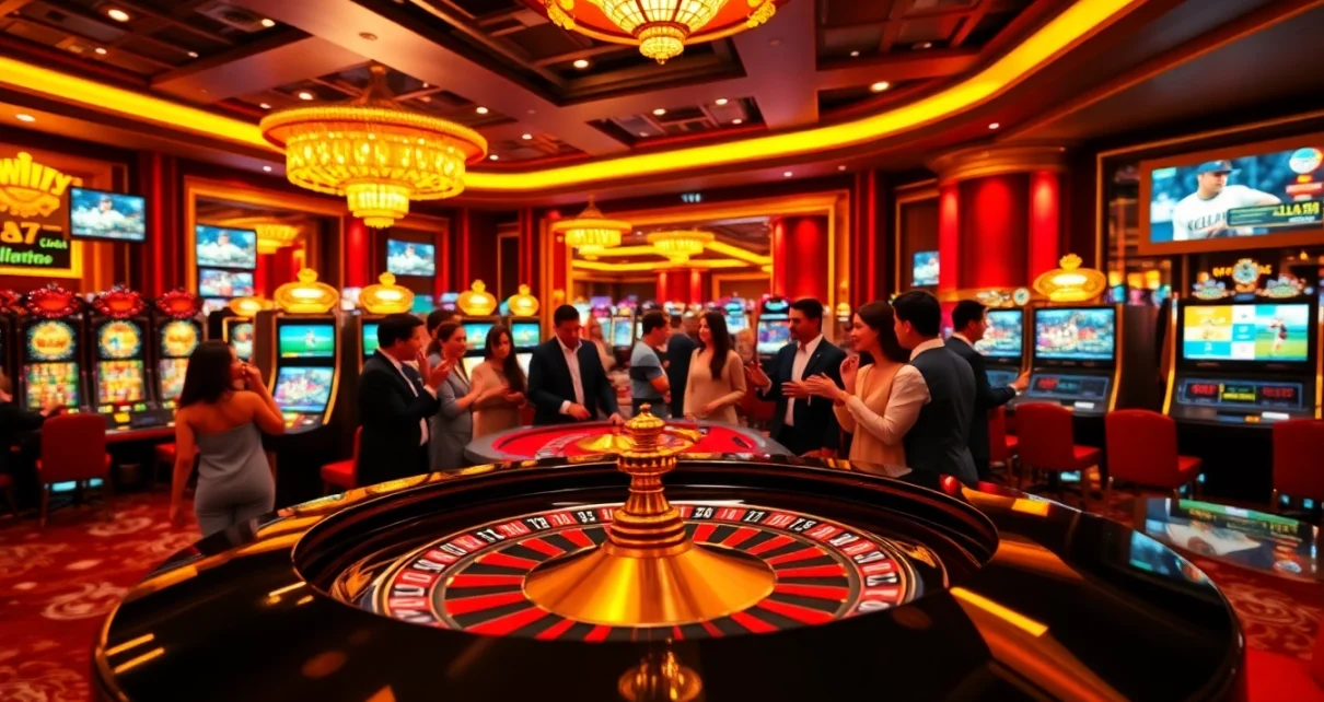 Experience the vibrant energy of S8 casino gaming with roulette and slot machines.
