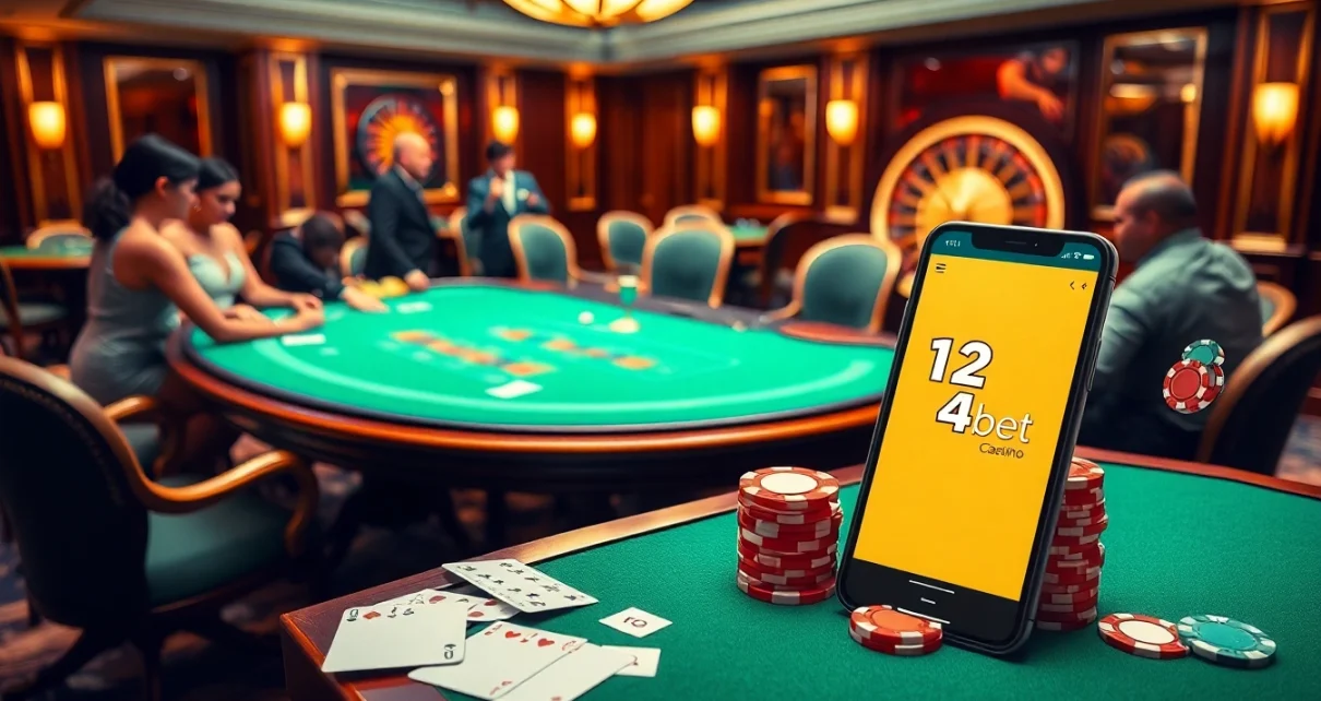 Experience the excitement of betting with "ink vao 12bet" amid a luxurious casino setting.
