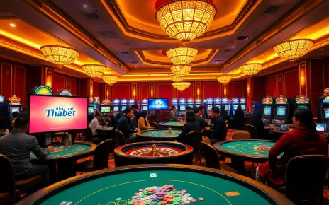 Engaged players at Nhà cái Thabet's casino tables, showcasing excitement and luxury gaming.