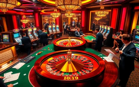 Experience the thrill of betting at https://669bett.com.br/ with a vibrant casino scene showcasing roulette, poker, and slot machines.