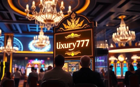 Permainan luxury777 game dengan mesin slot mewah yang dikelilingi pemain antusias.