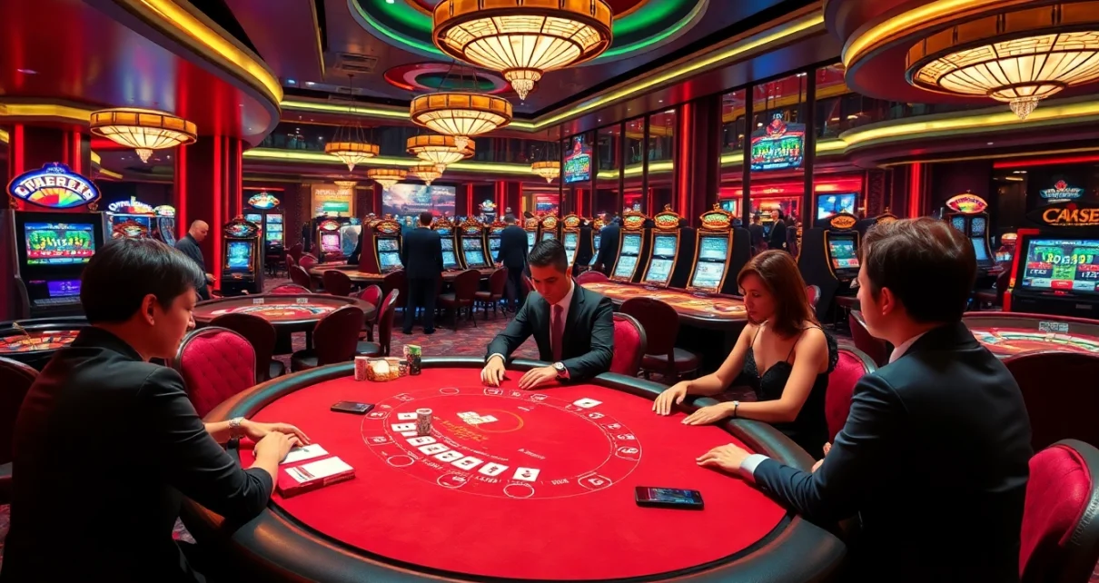 Experience the excitement of mm88 with luxury casino tables and engaging players in action.