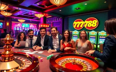 Gamblers enjoying a vibrant casino atmosphere featuring poker, roulette, and slot machines at 789 win.