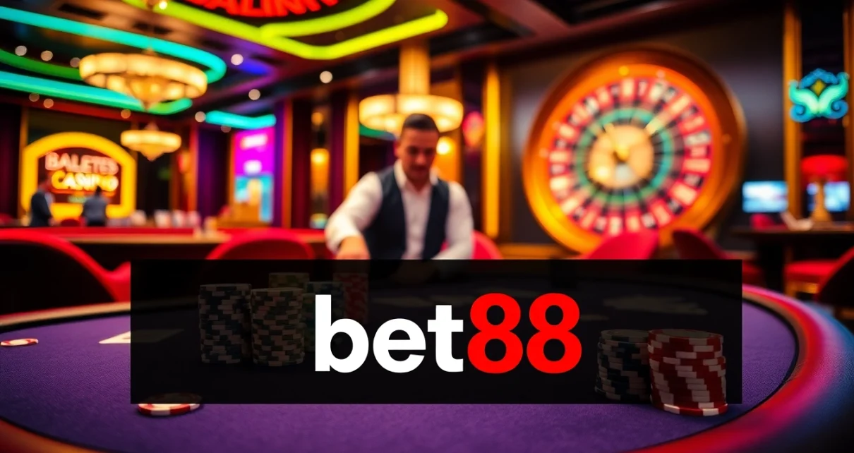 Experience the excitement at bet88 with vibrant casino games and luxury decor.
