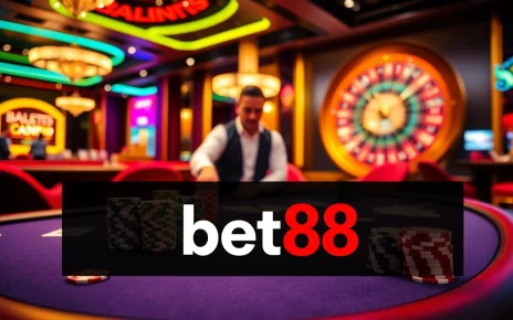 Experience the excitement at bet88 with vibrant casino games and luxury decor.