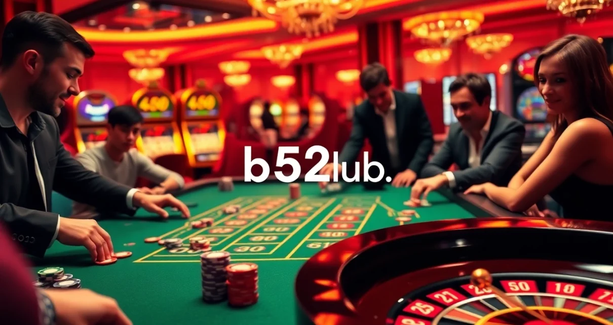 B52club.watch brings the excitement of casino gaming with vibrant tables and players immersed in their bets.