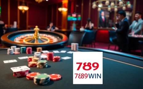 Engaging poker game at 789WIN casino featuring colorful chips and cards.