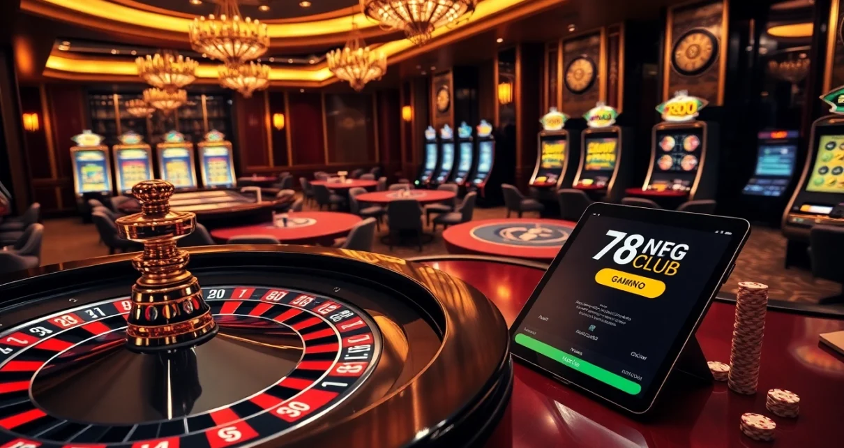 Engaging scene of high-stakes gaming at a luxury casino with Trang chủ 789club elements.