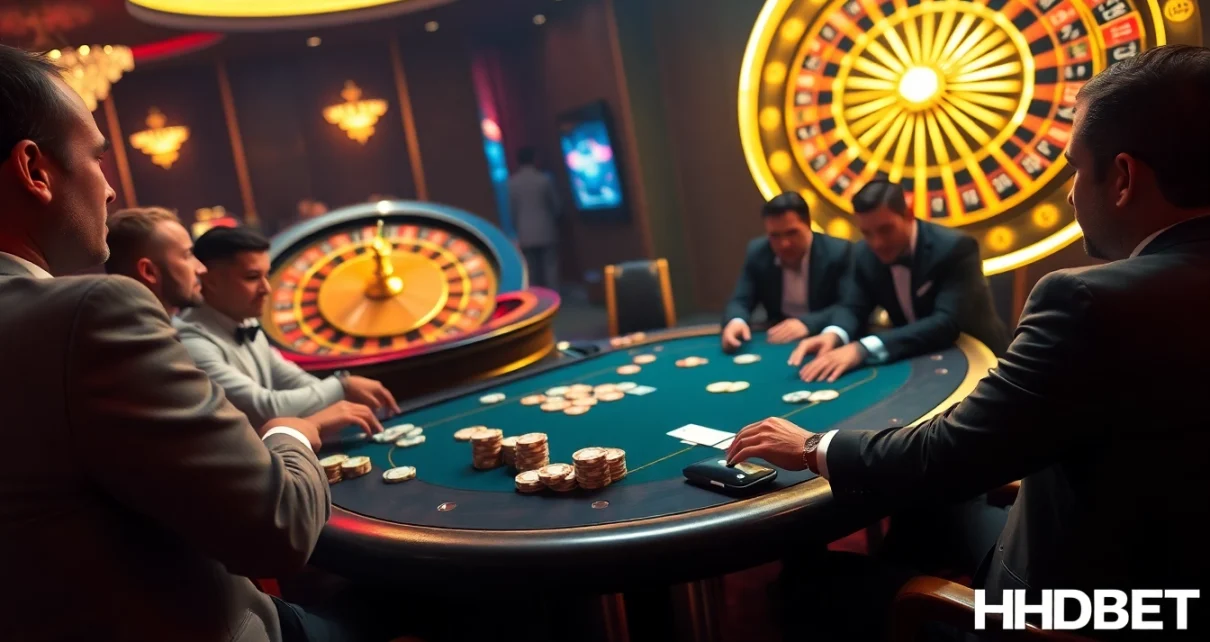 Engage in high-stakes play at Clube VIP HHBET's exclusive poker table with elegant surroundings.