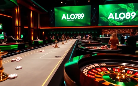 A vibrant online casino atmosphere showcasing ALO789, featuring engaging players and sparkling gaming elements.