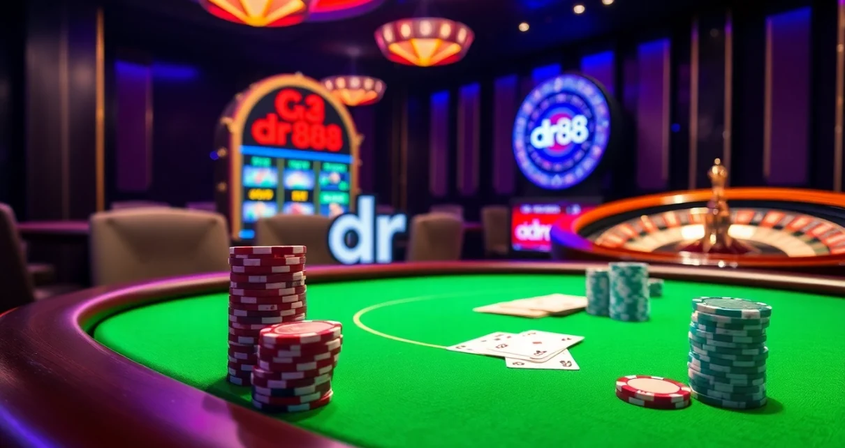 Experience the excitement of online gambling with dr88 at a luxurious poker table.