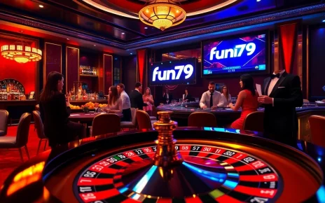 fun79 players enjoying an exciting game at a luxurious casino table with vibrant decorations.