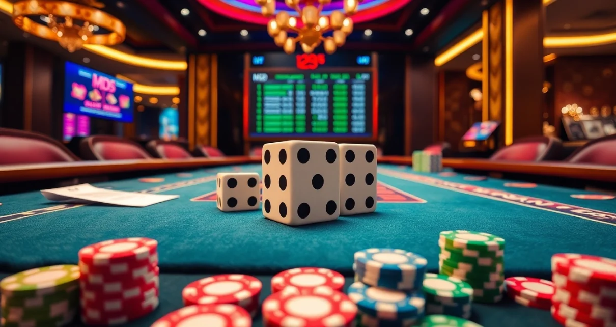 Players enjoying Tài Xỉu MD5 at an engaging online casino with vibrant game elements.