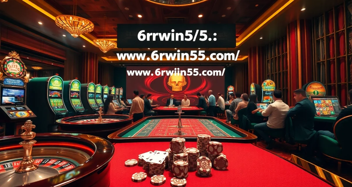 Experience thrilling gameplay at https://www.6rwin55.com/ with vibrant casino tables and eager players.
