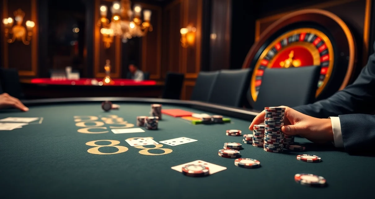 Experience the excitement of DR88 at a luxurious casino table with poker chips and cards.