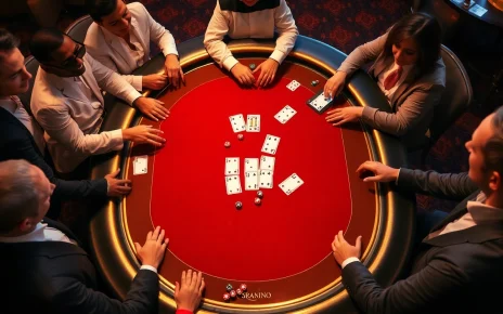 Mk8 gaming table with players enjoying high-stakes casino action and poker chips in view.
