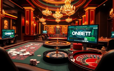 Experience the thrill of ONBET's casino games with engaging tables and stunning visuals.