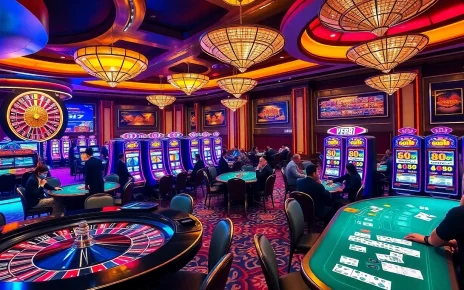 Experience the thrill of go 88 at an upscale casino with roulette and poker tables.