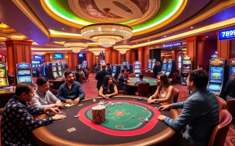 Players enjoying casino games at 789win, showcasing vibrant table action and exciting slot machines.