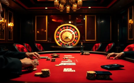 Exciting casino atmosphere featuring poker chips and s8 smartphone among players.