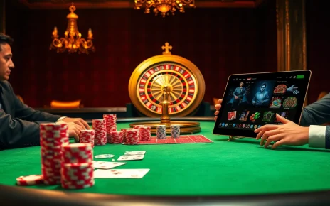 Professional players engage in a poker game at Trang chủ 789club, featuring elegant poker chips and cards.