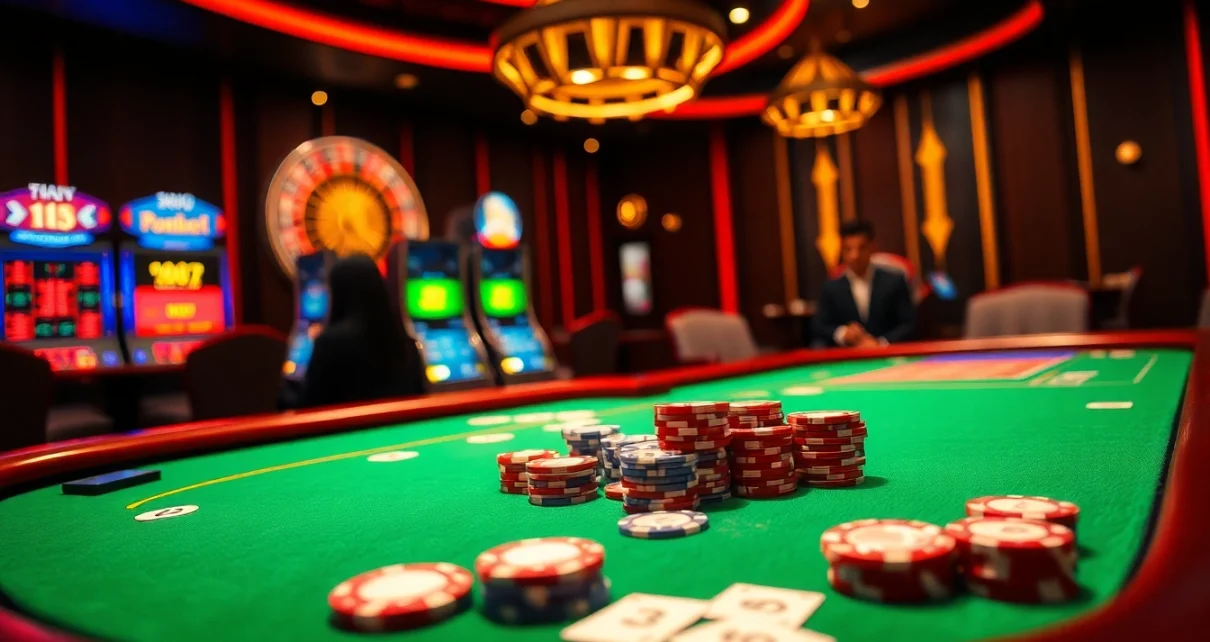 Experience thrilling gameplay at phsky.ltd with vibrant casino tables and engaging slot machines.