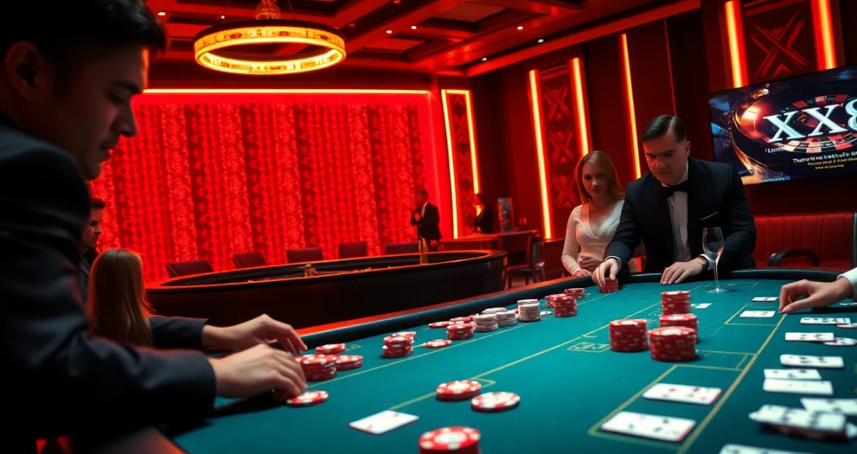 Experience the excitement of XX88 with vibrant casino elements, including poker chips and a roulette wheel.