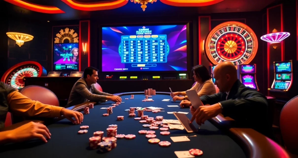 Engage in excitement with lively poker action at https://www.6l777.club/ casino featuring vibrant chips and cards.