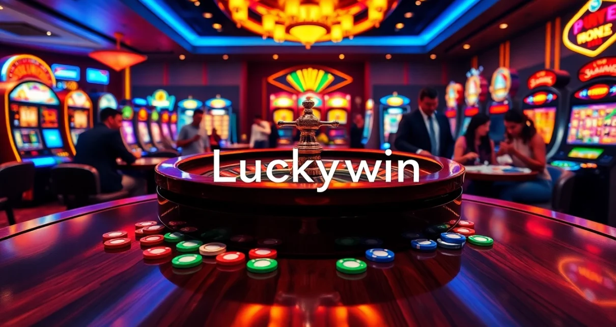 Engaged gamblers enjoying a thrilling game at Luckywin's vibrant casino.