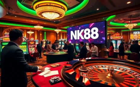 Experience excitement at the NK88 casino with vibrant games and engaged gamblers.